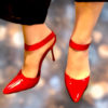 MANOLO BLAHNIK Ankle Strap Heels in Red 12