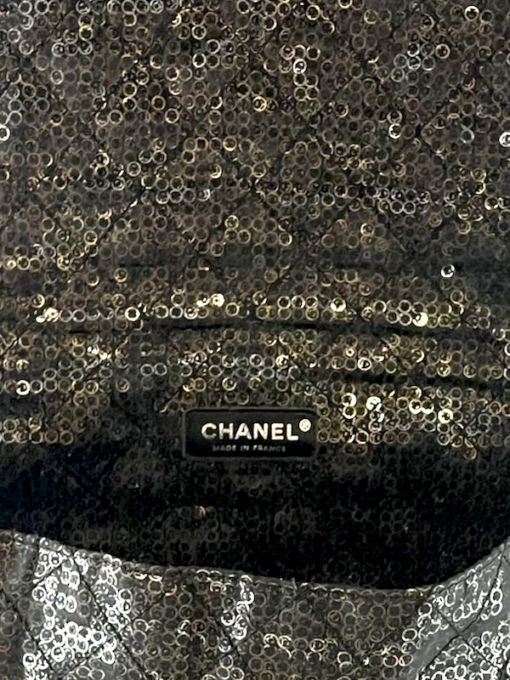 CHANEL Sequin Jumbo Flap Bag in Black 9