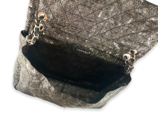 CHANEL Sequin Jumbo Flap Bag in Black 8