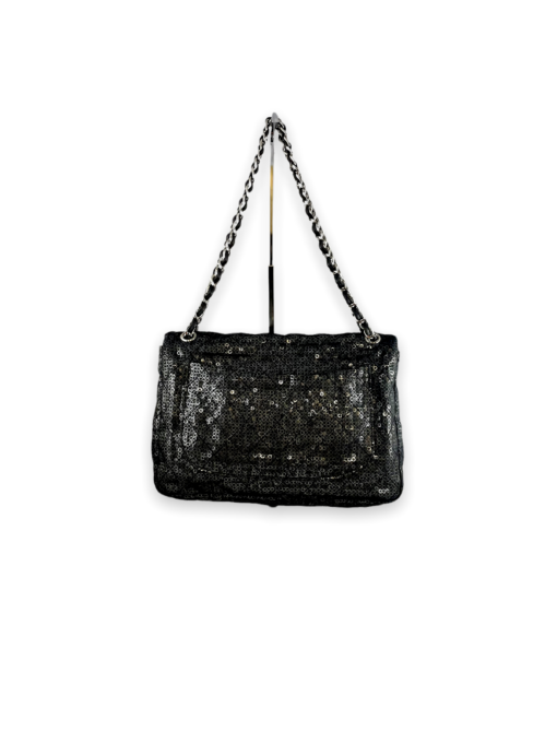 CHANEL Sequin Jumbo Flap Bag in Black 4