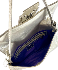 FENDI Baguette Bag in Silver Embossed Leather