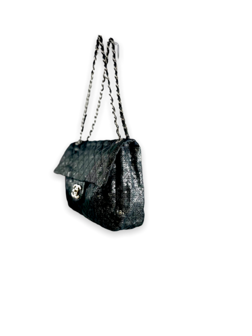CHANEL Sequin Jumbo Flap Bag in Black 6