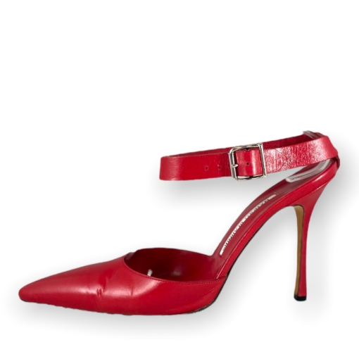 MANOLO BLAHNIK Ankle Strap Heels in Red 3