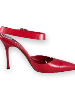 MANOLO BLAHNIK Ankle Strap Heels in Red 9