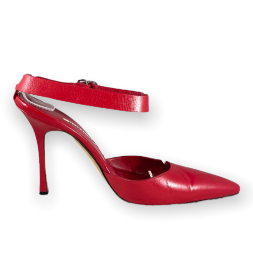 MANOLO BLAHNIK Ankle Strap Heels in Red 4