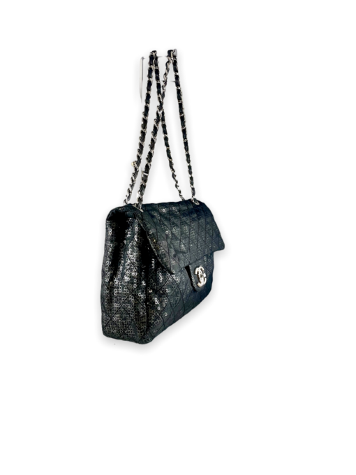 CHANEL Sequin Jumbo Flap Bag in Black 5