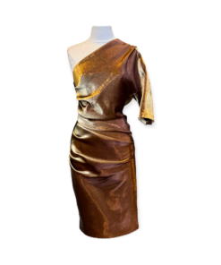 LANVIN Ruched Cocktail Dress in Gold 6