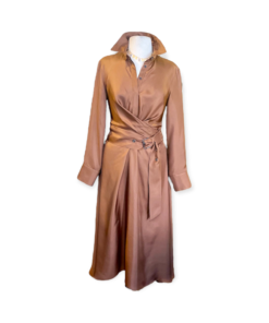BRUNELLO CUCINELLI Silk Wrap Dress in Copper 8