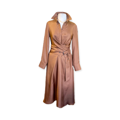 BRUNELLO CUCINELLI Silk Wrap Dress in Copper 3