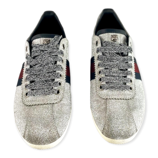 GUCCI Glitter Web Sneakers in Silver 2