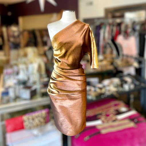 LANVIN Ruched Cocktail Dress in Gold 1