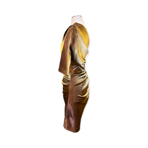 LANVIN Ruched Cocktail Dress in Gold 4