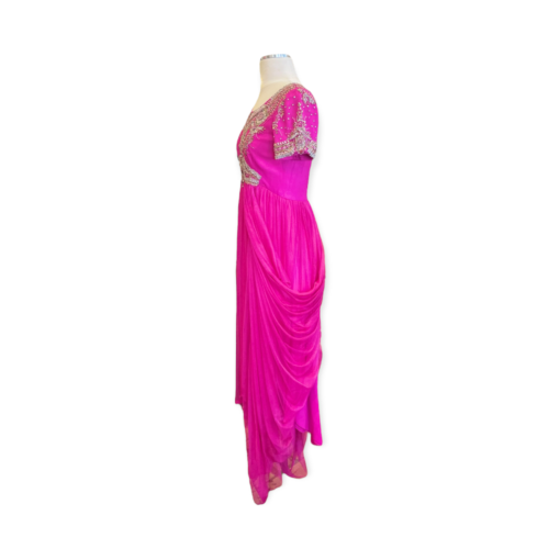 MARCHESA NOTTE Beaded Tulle Gown in Fuchsia 4