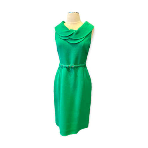 OSCAR DE LA RENTA Belted Dress in Green 3
