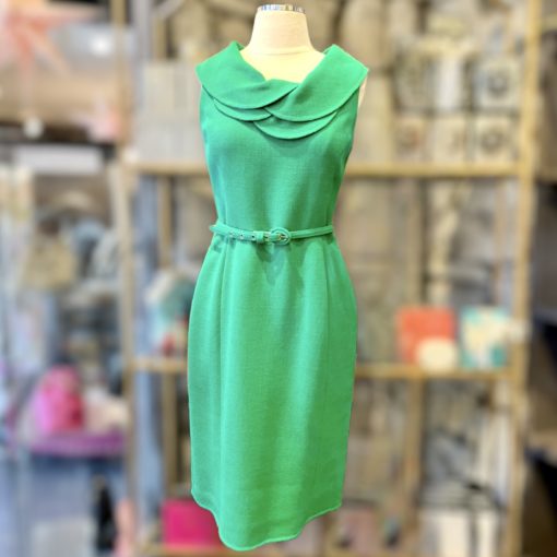 OSCAR DE LA RENTA Belted Dress in Green 1