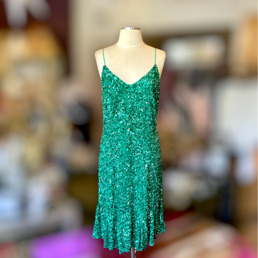 THEIA Sequin Dress in Green 1