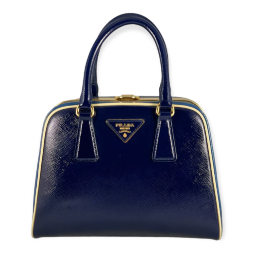PRADA Zaffiano Vernice Top Handle Bag in Blue 2