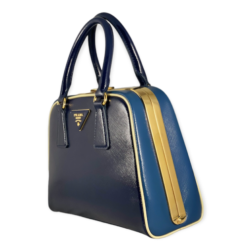 PRADA Zaffiano Vernice Top Handle Bag in Blue 3