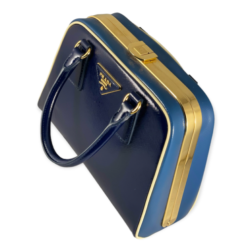 PRADA Zaffiano Vernice Top Handle Bag in Blue 6