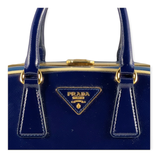 PRADA Zaffiano Vernice Top Handle Bag in Blue 9