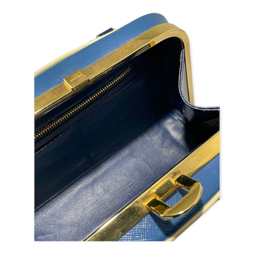 PRADA Zaffiano Vernice Top Handle Bag in Blue 13