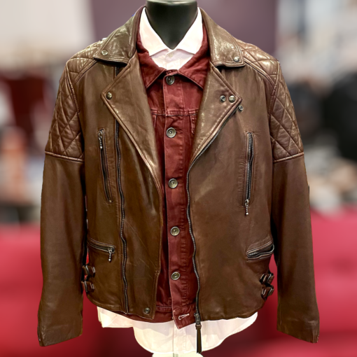ALLSAINTS Leather Biker Jacket in Brown 1