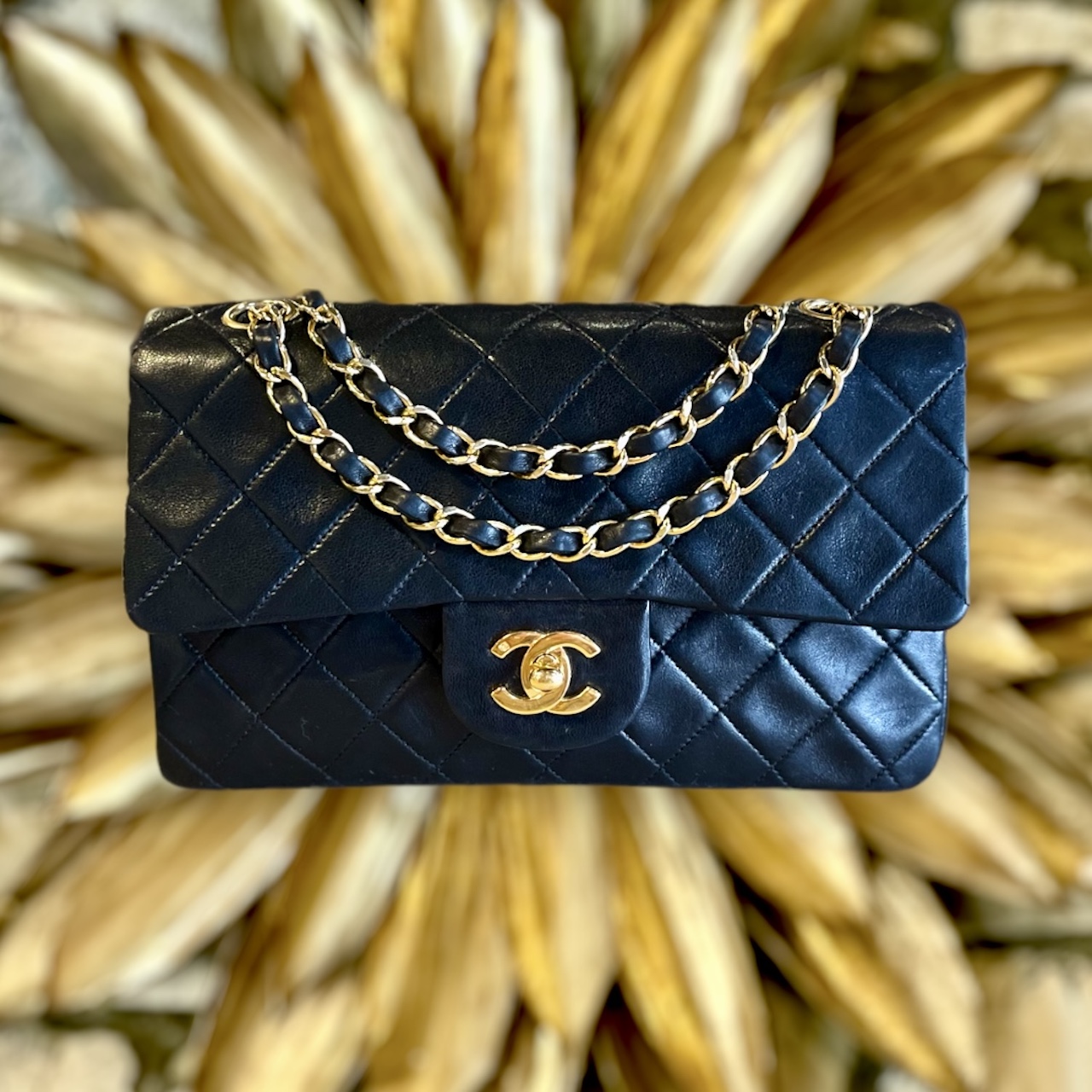 Chanel Matelasse Classic Flap Shoulder Bag Small Velor Black