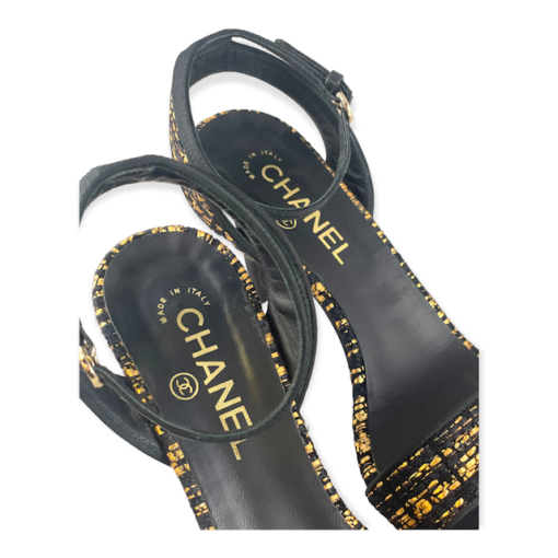 CHANEL Metallic Sandal in Gold & Black 7