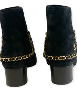 CHANEL Suede Chain Booties in Black 12