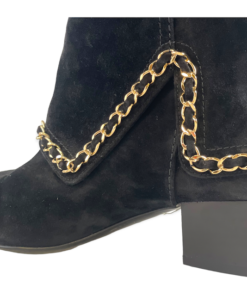 CHANEL Suede Chain Booties in Black 14