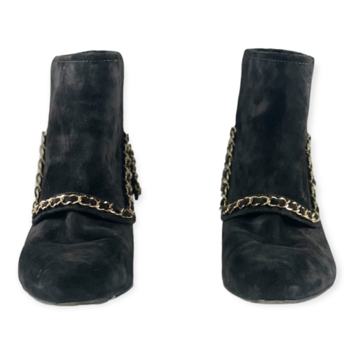 CHANEL Suede Chain Booties in Black 2