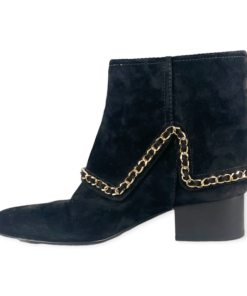 CHANEL Suede Chain Booties in Black 10