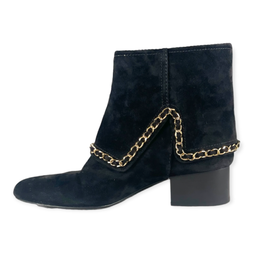 CHANEL Suede Chain Booties in Black 3