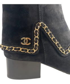 CHANEL Suede Chain Booties in Black 13