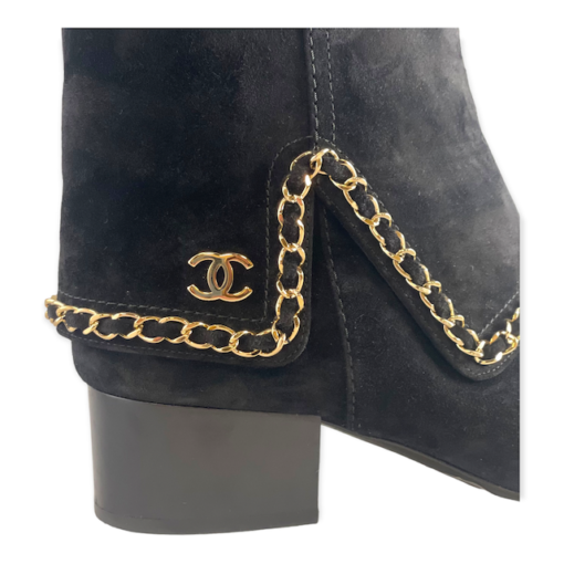 CHANEL Suede Chain Booties in Black 6