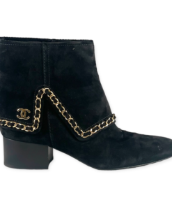 CHANEL Suede Chain Booties in Black 11