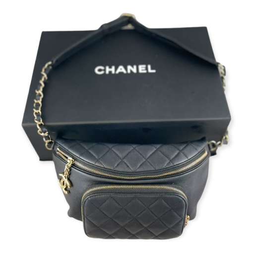 CHANEL Caviar Waist Bag in Black 13