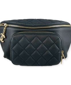 CHANEL Caviar Waist Bag in Black 14