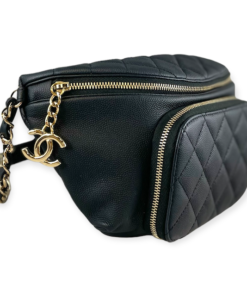 CHANEL Caviar Waist Bag in Black 16