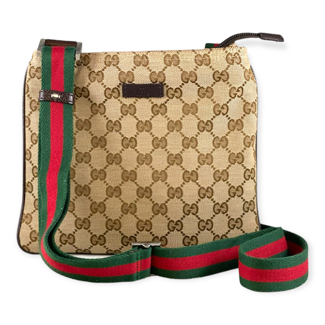 Gucci GG Canvas Messenger Bag - Brown Crossbody Bags, Handbags