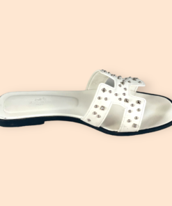 HERMES Oran Studded Sandal in White 11