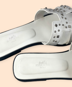 HERMES Oran Studded Sandal in White 13