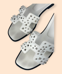 HERMES Oran Studded Sandal in White 14