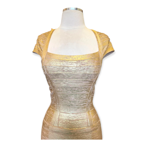 HERVE LEGER Metallic Gown in Gold 2