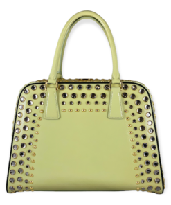 PRADA Studded Top Handle Bag in Lime 14