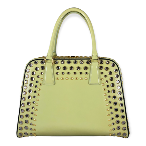 PRADA Studded Top Handle Bag in Lime 4