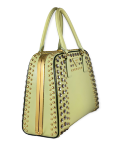 PRADA Studded Top Handle Bag in Lime 13