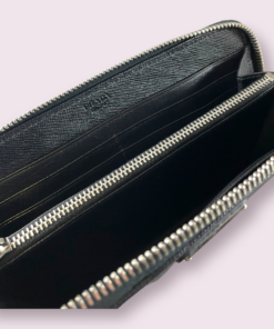 Prada - Black Pebbled Leather Zip-Around Wallet