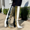 SERGIO ROSSI Metallic Exotic Boots in Ivory, Gold, Black and Animal Print  17