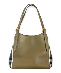 BURBERRY Leather Check Tote in Olive 13